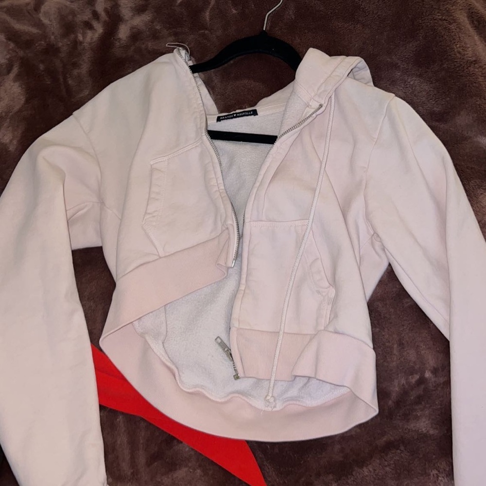 Pink Zip up, brandy Melville hoodie